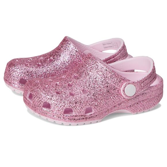 NWT Crocs Kids Classic Glitter Clogs – Pink Milk, Comfortable & Fun Shoes, 13 US - Picture 3 of 6